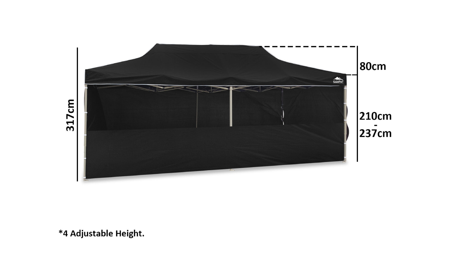 Gazepro HeavyDuty Gazebo 3 x 6m with Full Wall Kit Black Harvey