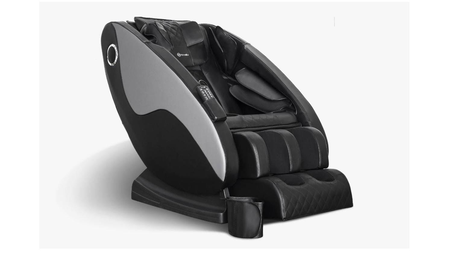 TSB Living Full-Body Massage Chair with Leg Warmer, Transport Wheels - Silver