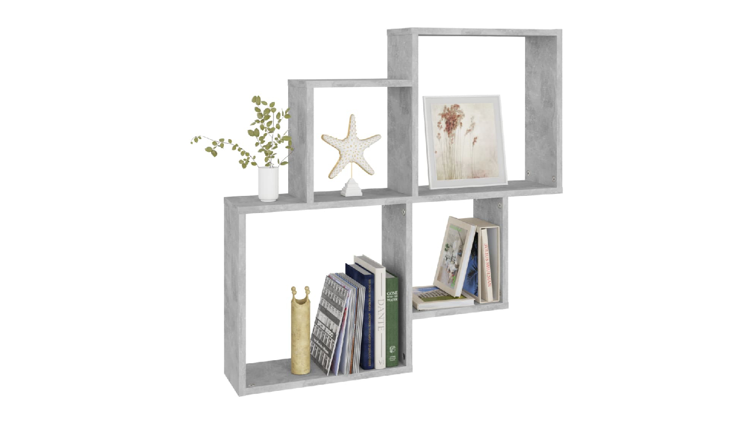 NNEVL Cube Wall Shelves 80 x 15 x 78.5cm - Concrete Grey
