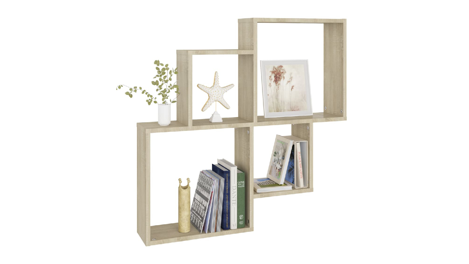 NNEVL Cube Wall Shelves 80 x 15 x 78.5cm - Sonoma Oak