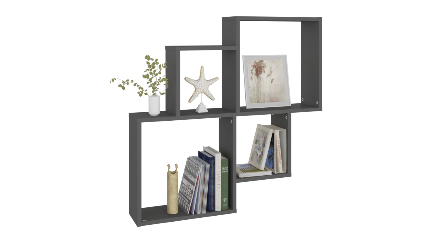 NNEVL Cube Wall Shelves 80 x 15 x 78.5cm - Grey