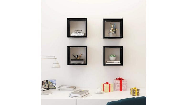 NNEVL Wall Shelves Floating Rectangle 4pcs. 26 x 15 x 26cm - Black