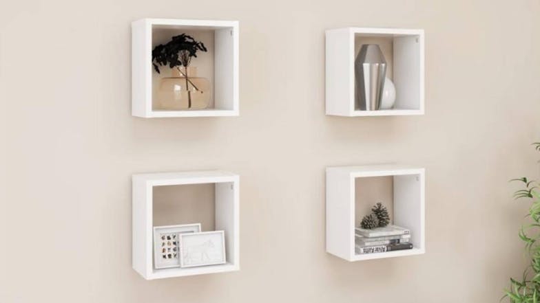 NNEVL Wall Shelves Floating Rectangle 4pcs. 26 x 15 x 26cm - White