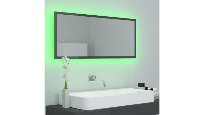 NNEVL LED Backlit Bathroom Mirror 100 x 8.5 x 37cm - Gloss Grey