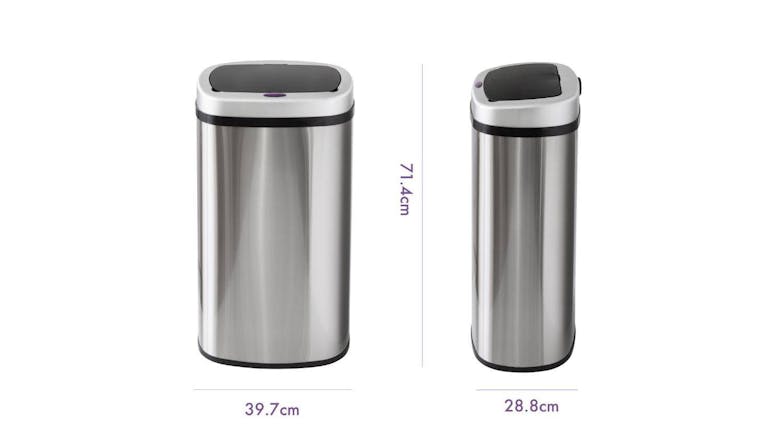 Dual Compartment Smart Sensor Rubbish Bin with Deodorant Compartment 60L - Silver