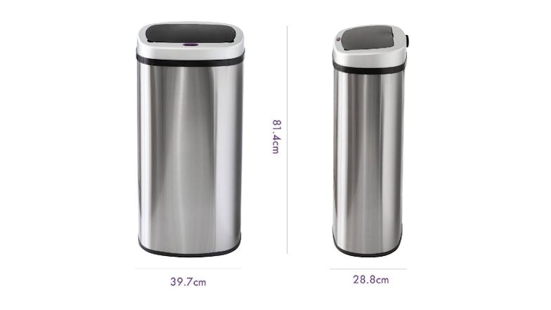 Dual Compartment Smart Sensor Rubbish Bin with Deodorant Compartment 70L - Silver