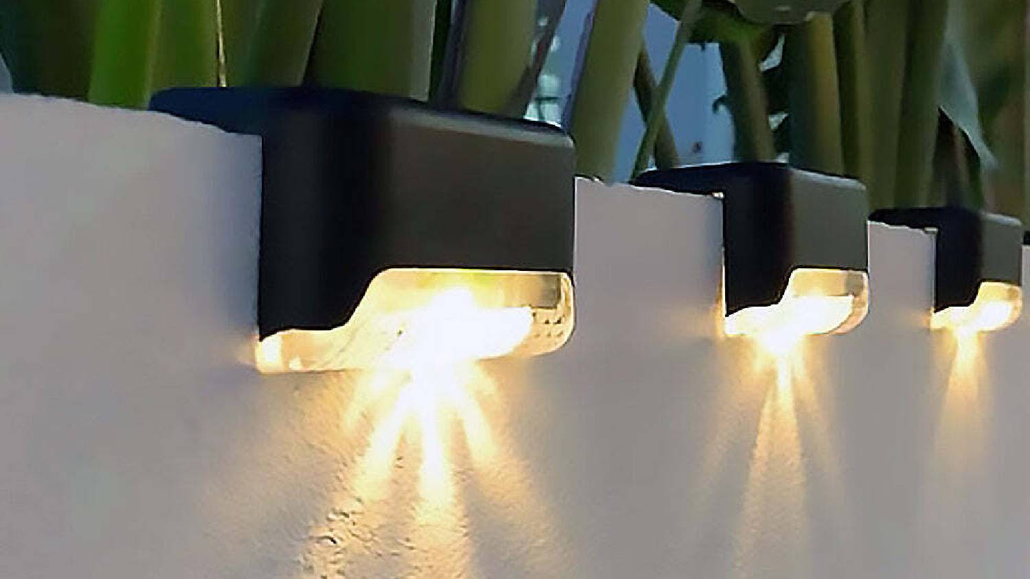 Lenoxx Wireless Solar-Powered Deck Light Set 3pcs. - Black/Warm White
