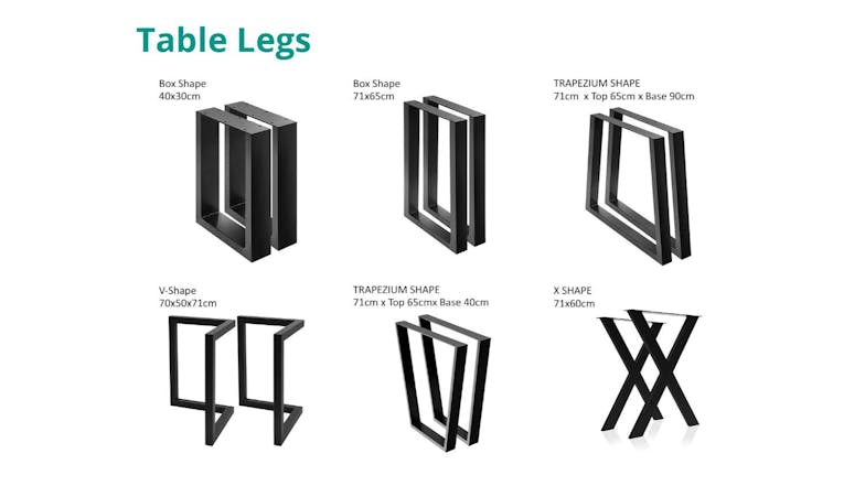 TSB Living Stable Square Table Leg with Pre-Drilled Holes 2pcs. - Matte Black