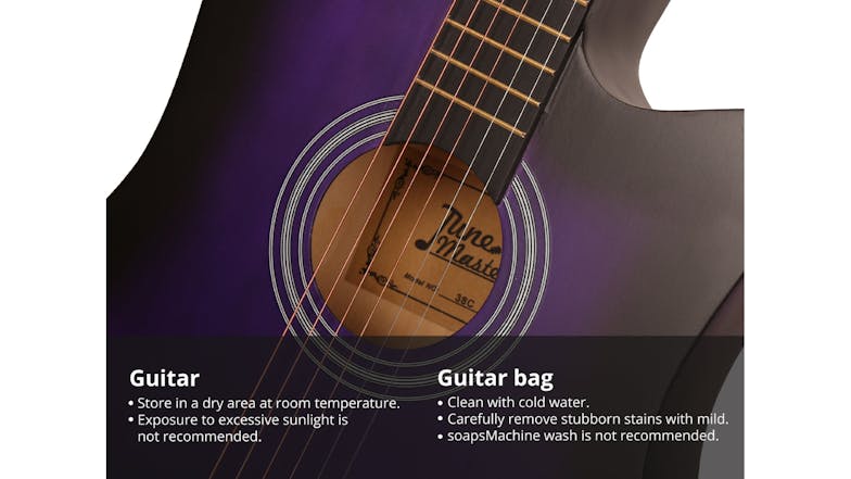 Tune Master 38" Acoustic Guitar with Carry Bag - Purple