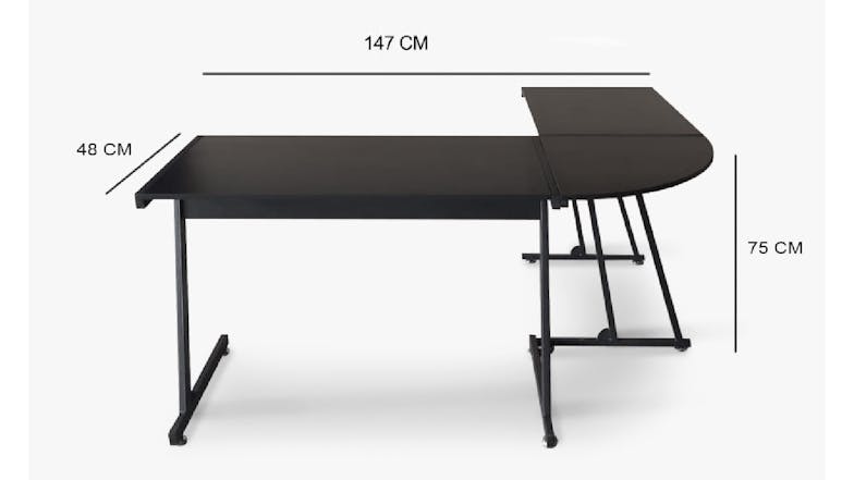 TSB Living L-Shaped Metal Frame Desk - Black