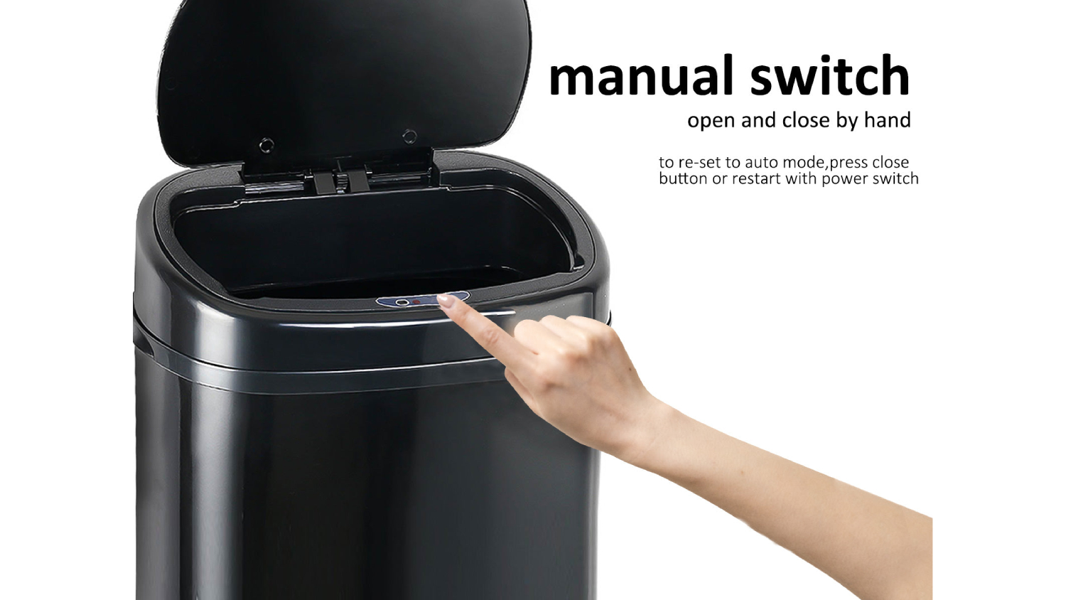 TSB Living 68L Motion Sensor Rubbish Bin Black Harvey Norman New