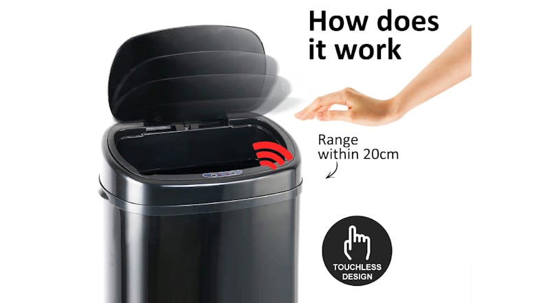 TSB Living 68L Motion Sensor Rubbish Bin - Black