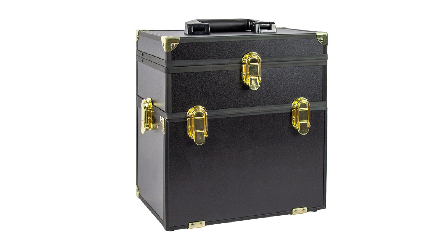 TSB Living Portable Makeup Case w/ Drawers, Handle - Black/Gold