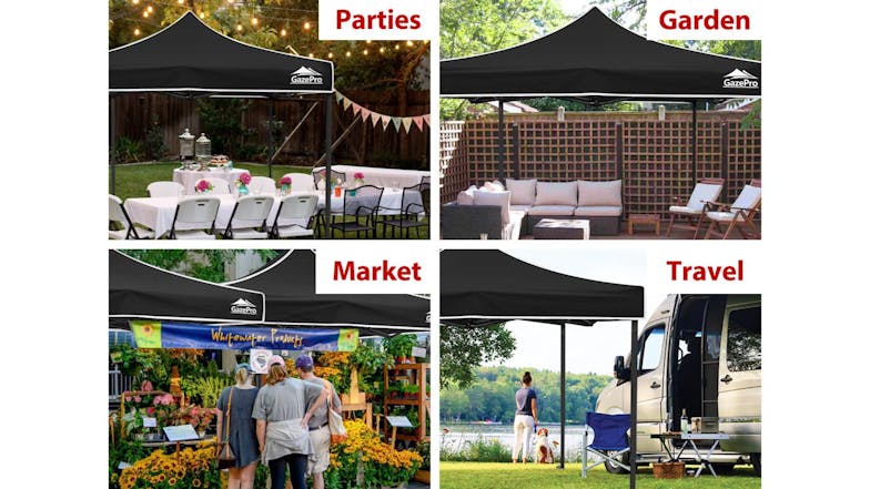 GazePro Silver Lined Pop-Up Gazebo 3 x 3m with Full Wall Kit - Navy