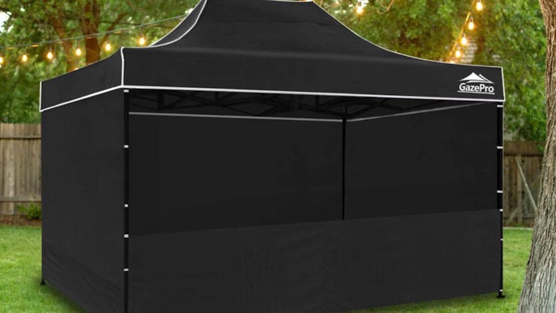 GazePro Silver Lined Pop-Up Gazebo 3 x 4.5m with Full Wall Kit - Black