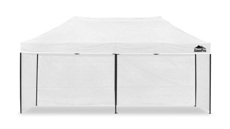 GazePro Silver Lined Pop-Up Gazebo 3 x 6m with Full Wall Kit - White