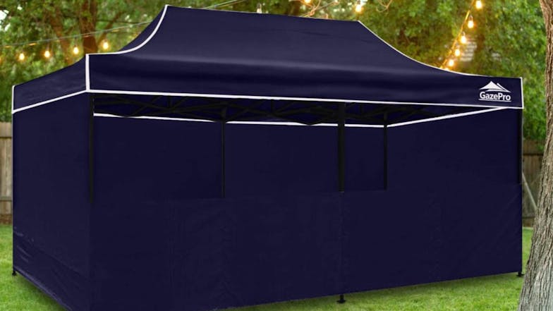 GazePro Silver Lined Pop-Up Gazebo 3 x 6m with Full Wall Kit - Navy