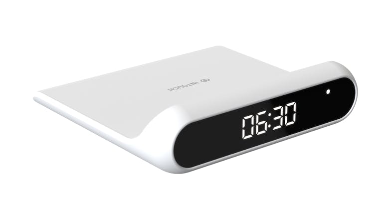 In Touch Alarm Clock with 15W Wireless Charger - White