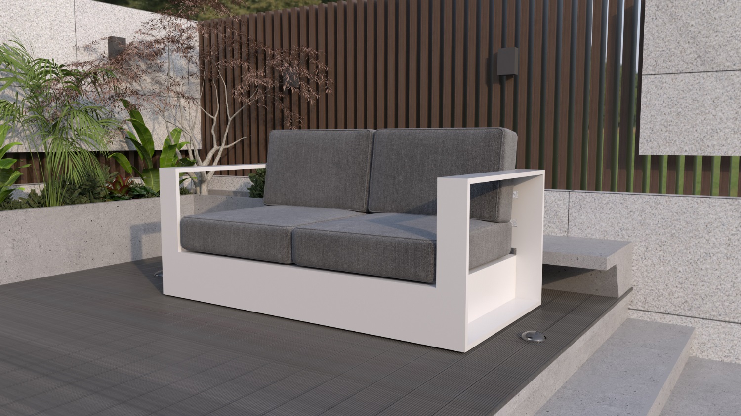 Monaco 2 Seater Outdoor Sofa - White