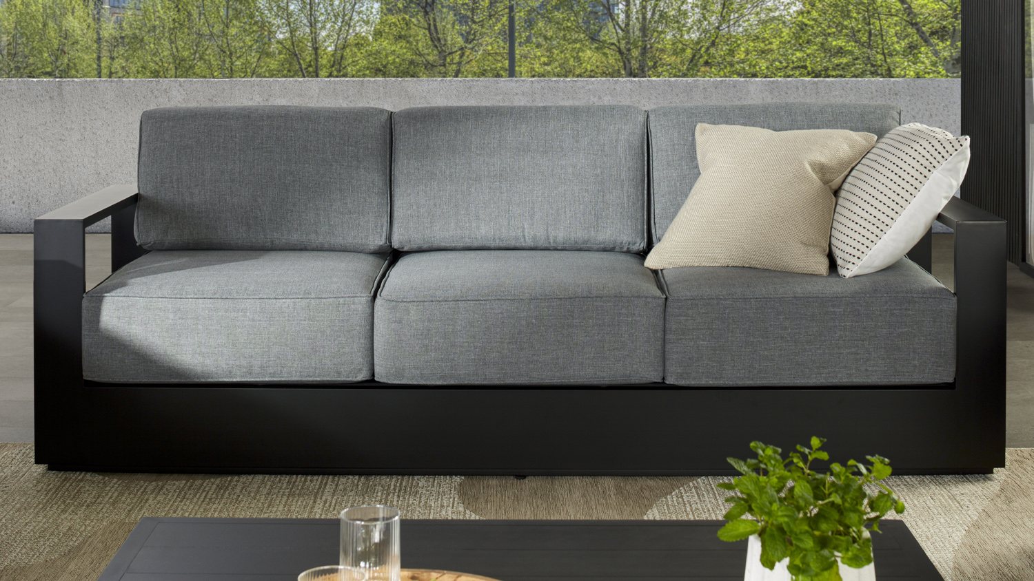 Monaco 3 Seater Outdoor Sofa - Black