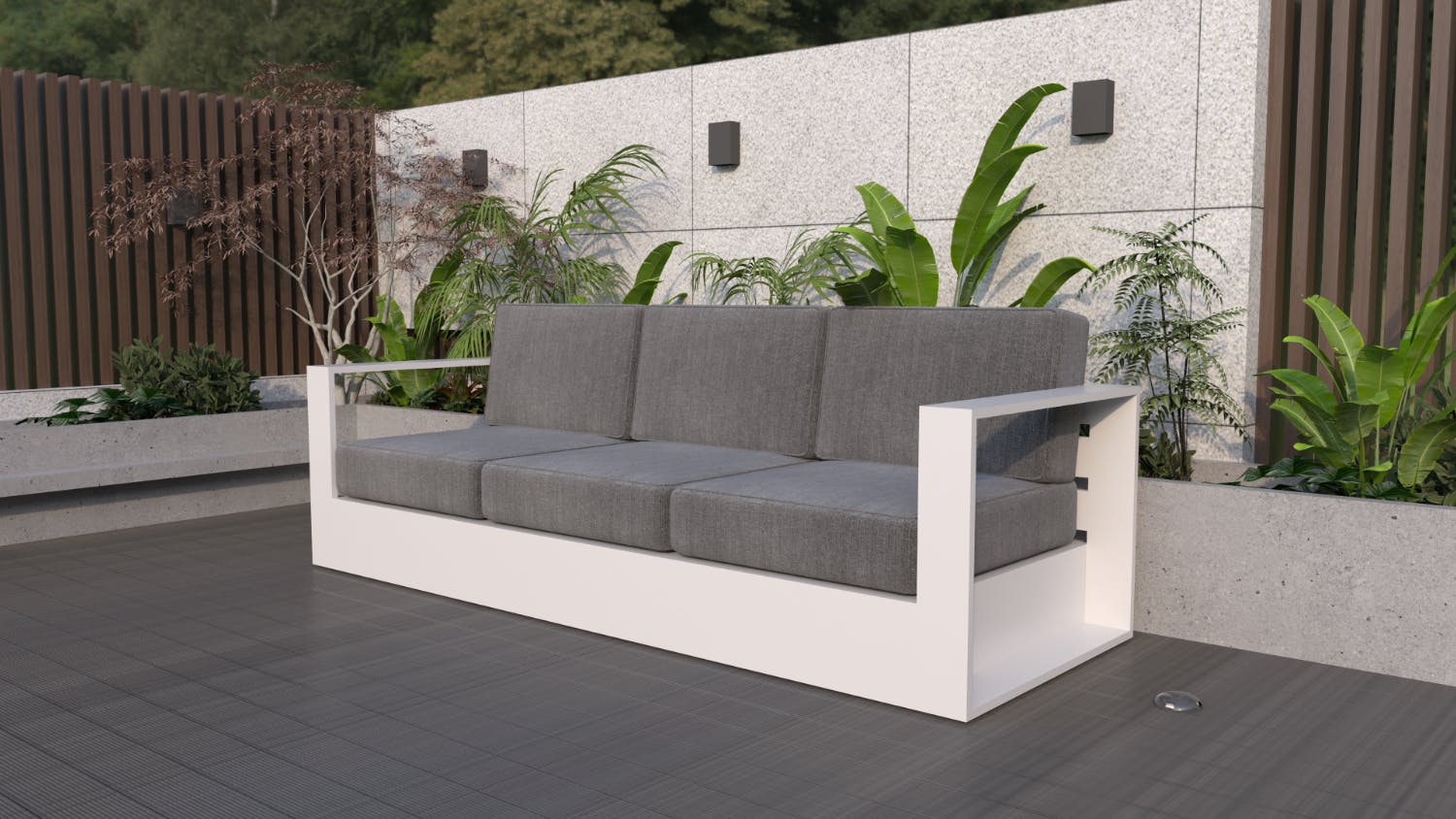 Monaco 3 Seater Outdoor Sofa - White
