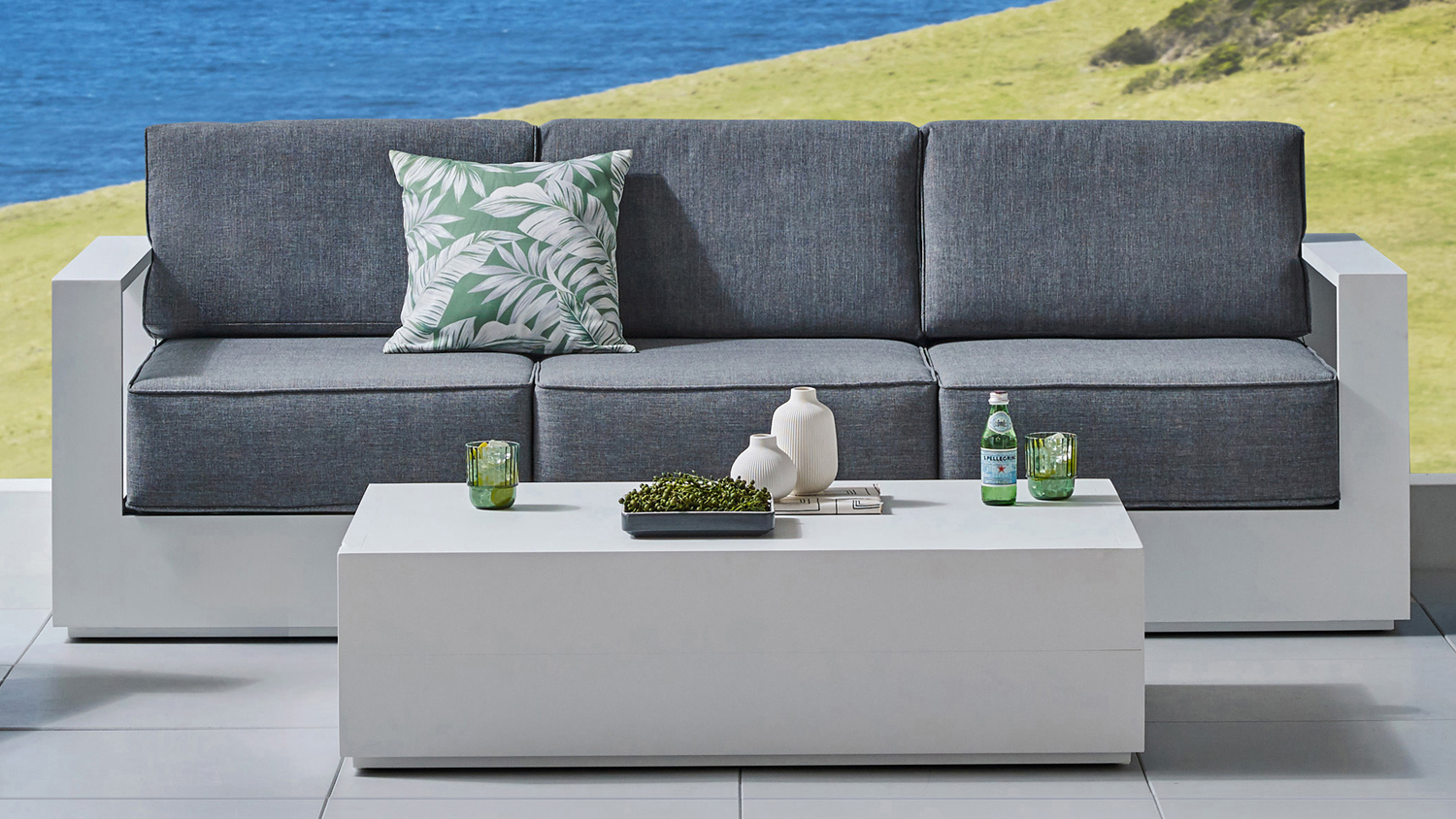 Monaco 3 Seater Outdoor Sofa - White