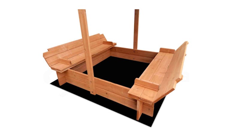 TSB Living Wooden Sandpit w/ Canopy, Seating