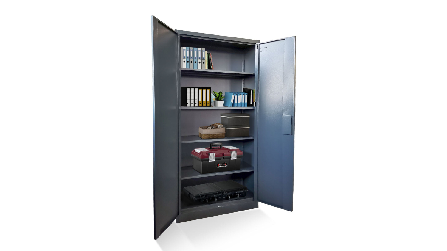 TSB Living Garage Cabinet w/ Lock, Adjusting Shelves 1.85 x .9 x .4m