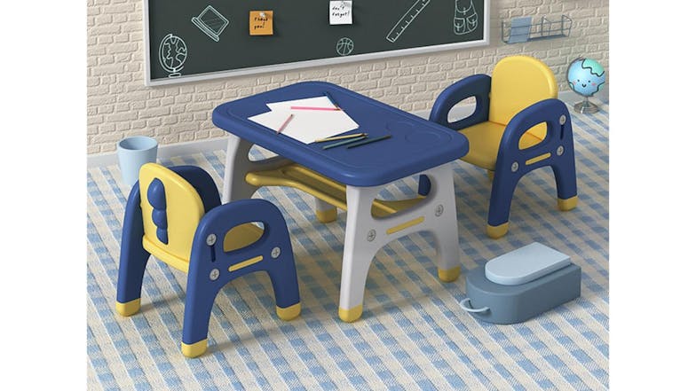 TSB Living Children's Desk & Chair Set - Blue/Yellow Dino