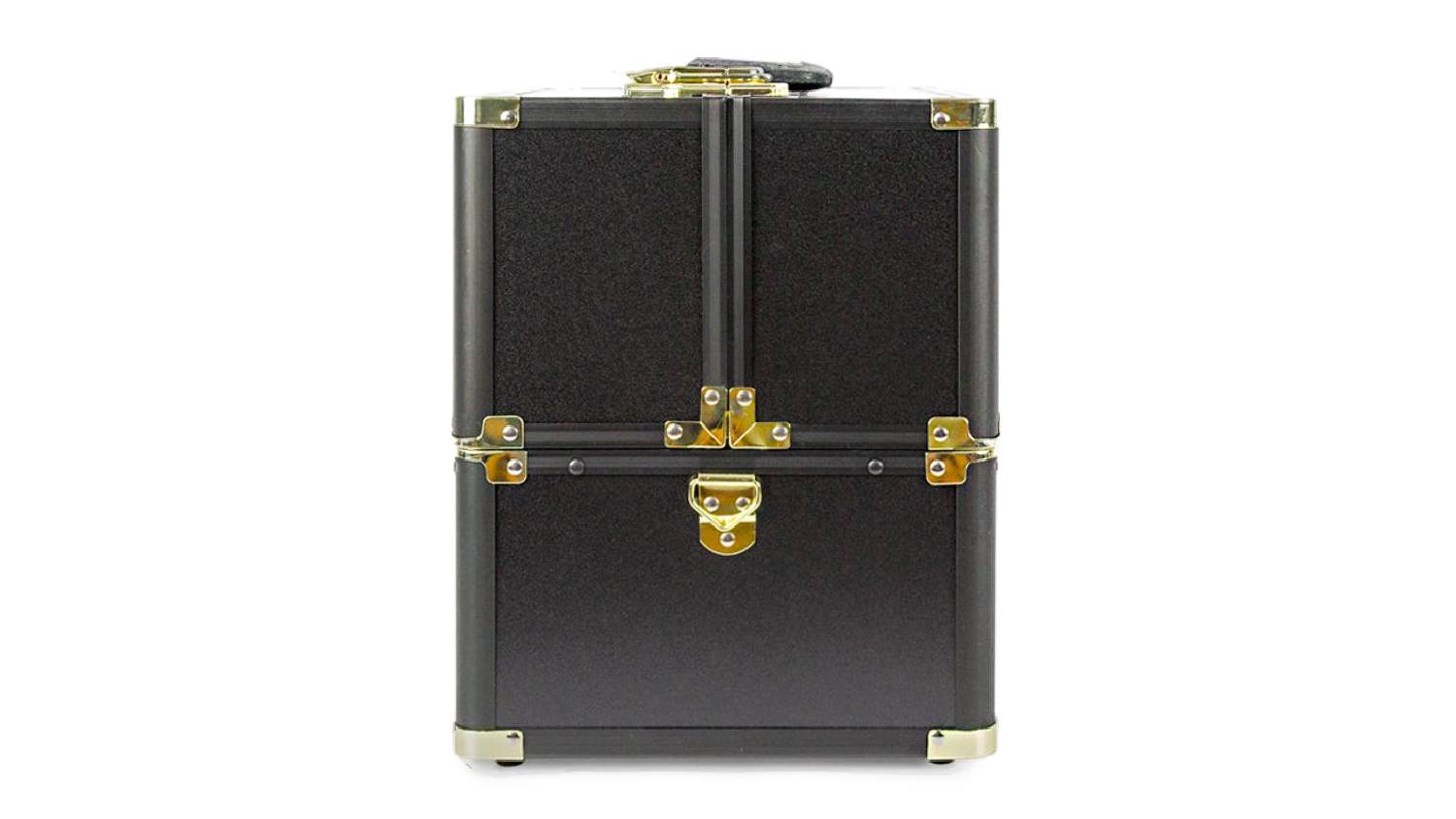TSB Living Portable Makeup Case w/ Handle, Shoulder Strap - Black/Gold