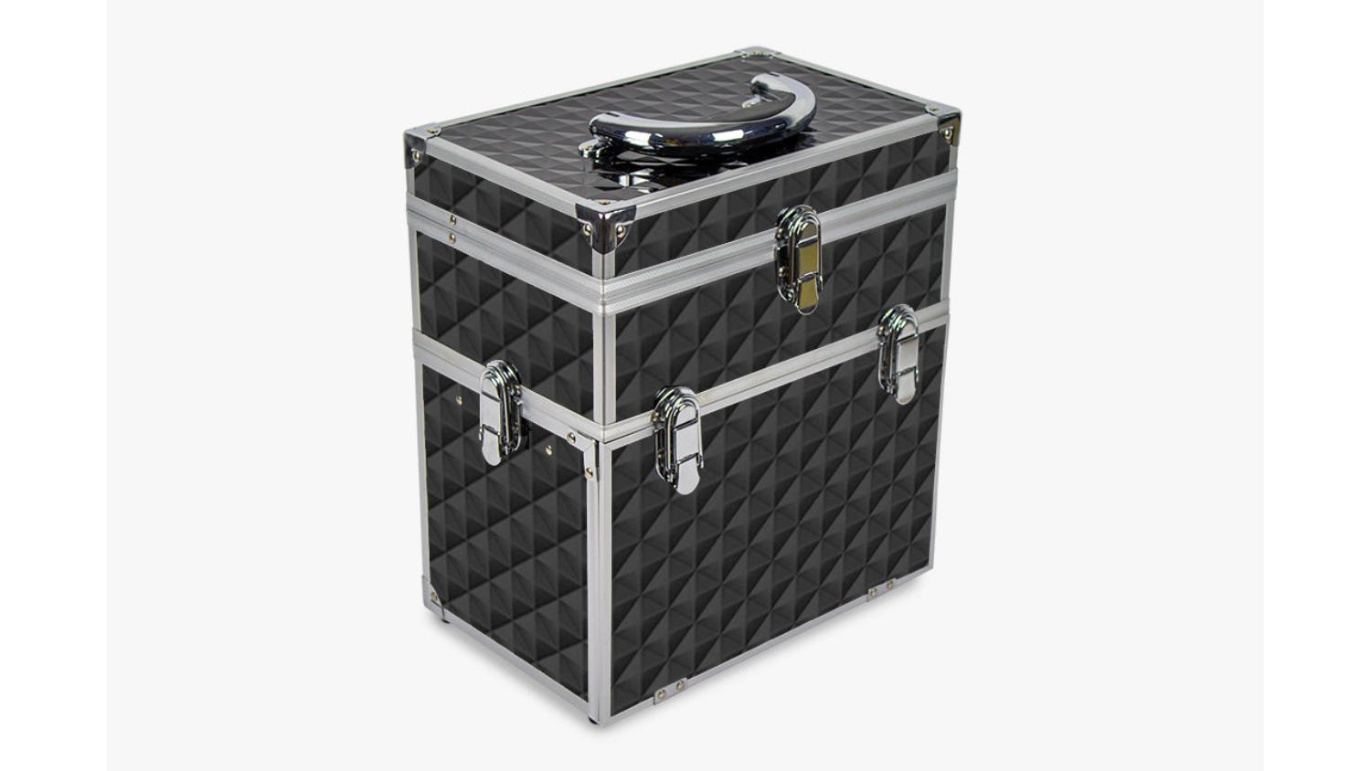 TSB Living Portable Makeup Case w/ Drawers, Handle - Black