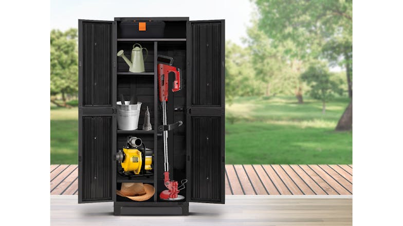 TSB Living Adjustable Full-Height Outdoor Storage Cabinet - Black