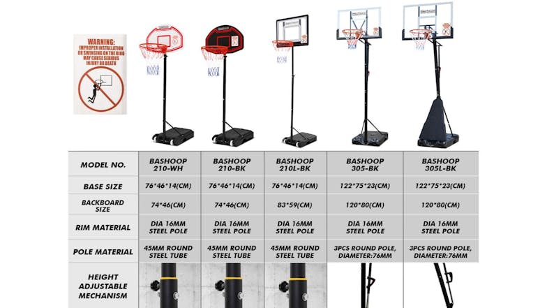 PROTRAIN Portable Adjustable Basketball Hoop 3.05m