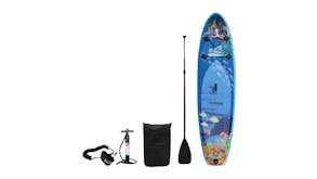 TSB Living Inflatable Stand Up Paddleboard 10' w/ Paddle, Repair Kit - Cartoon Sea