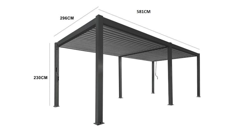 TSB Living Louvre Roof Pergola with Drainage 3 x 6m - Grey