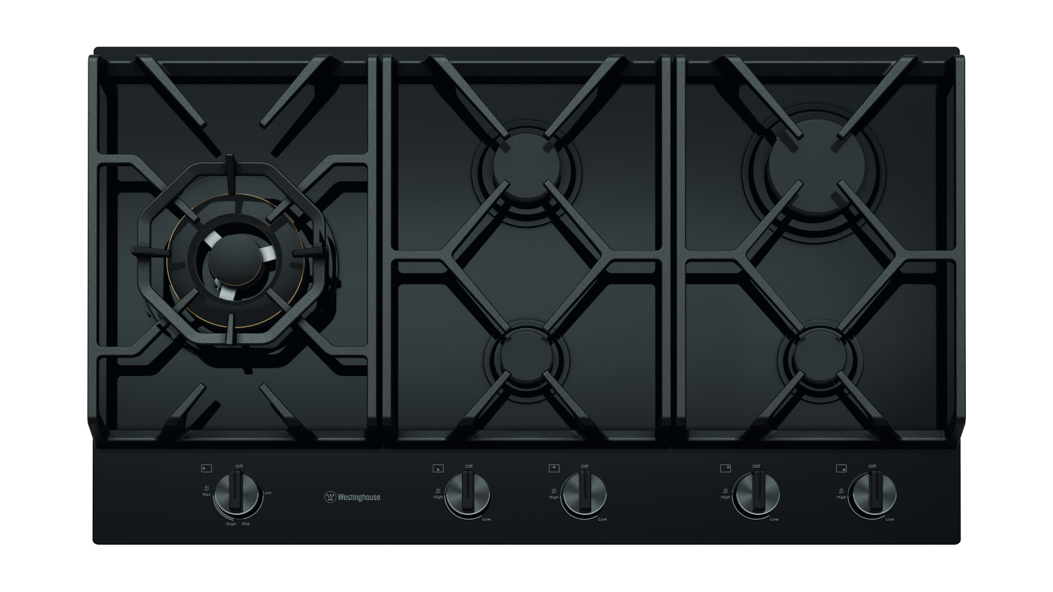 Westinghouse 90cm 5 Burner Gas Cooktop - Black Glass (WHG959BD)