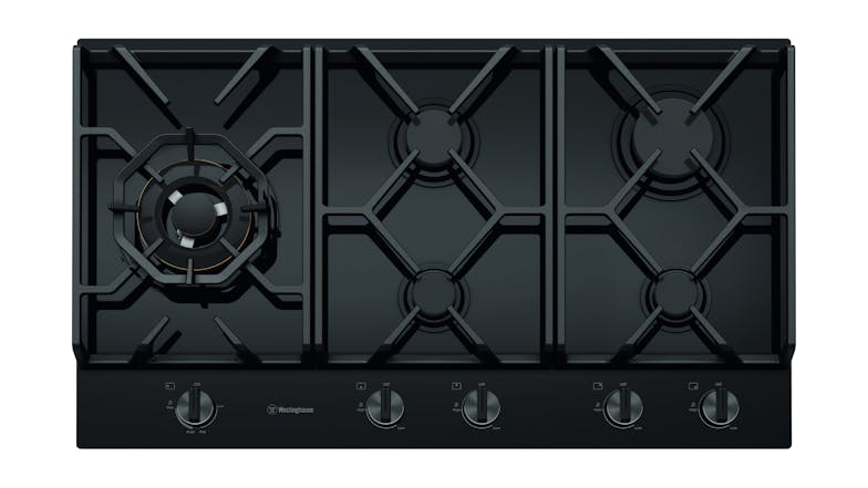 Westinghouse 90cm 5 Burner Natural Gas on Glass Cooktop - Black (WHG959BD)