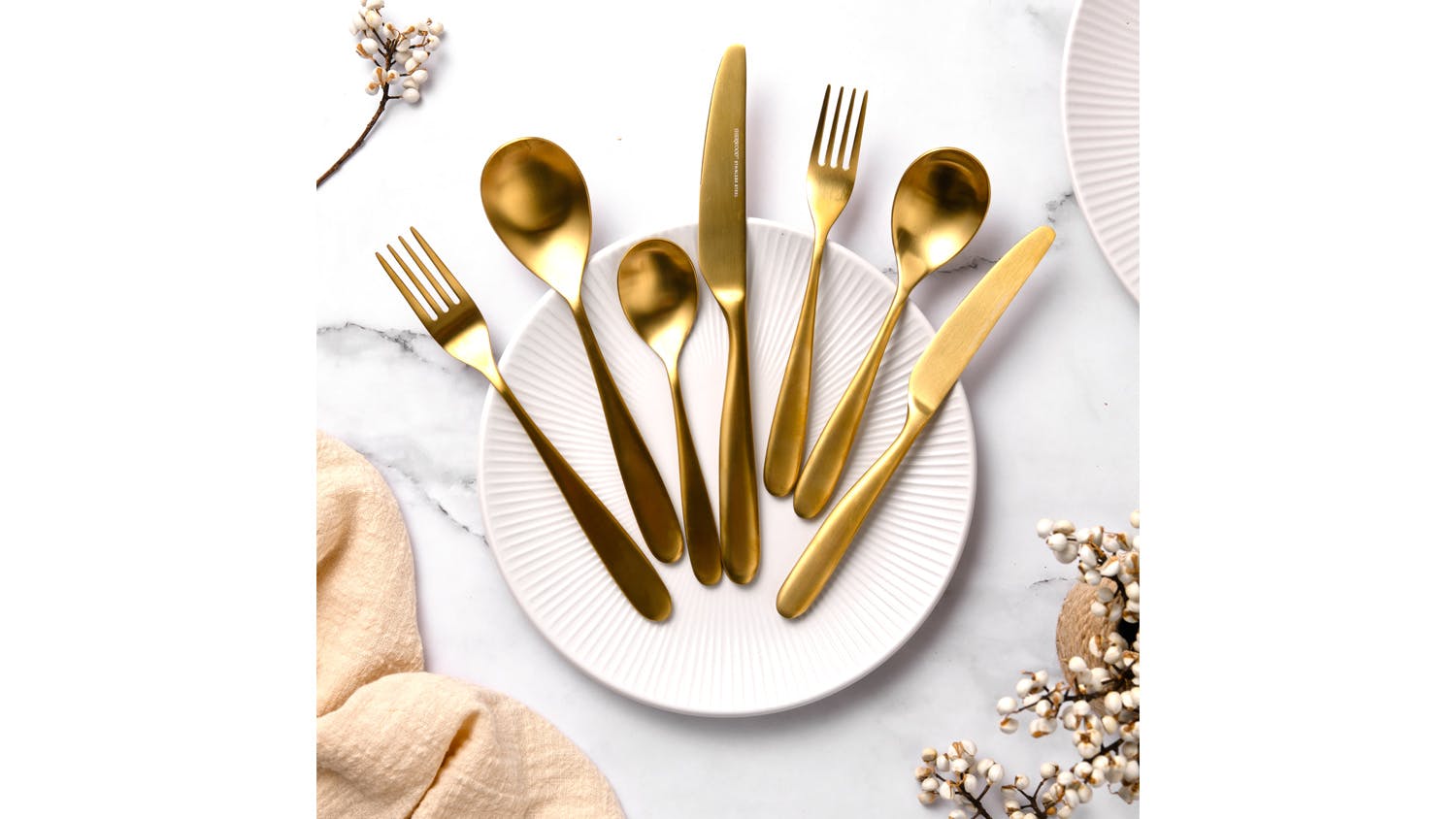 Nouveau Cutlery Set 56pcs. - Matte Gold