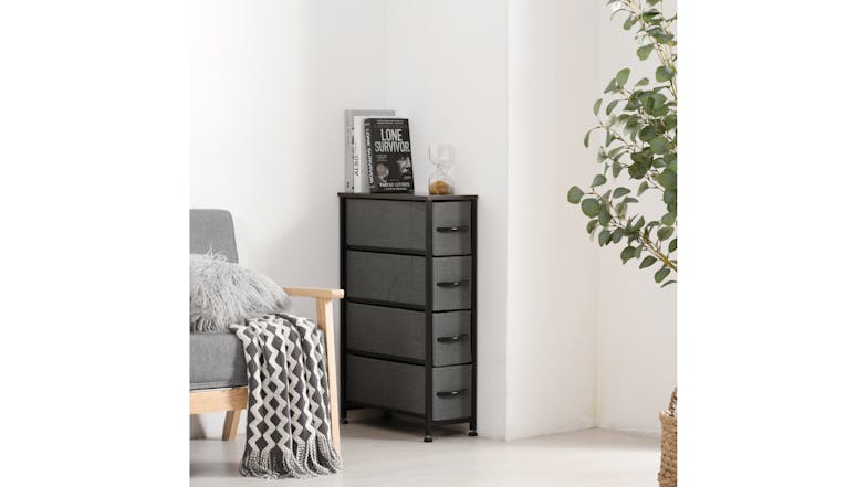 Sherwood Luna 4 Drawer Linen Tallboy - Charcoal