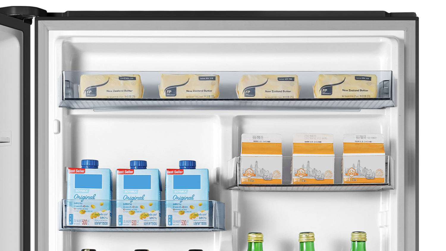 Hisense 417L Bottom Mount Fridge Freezer Taupe Steel (HRBM418D