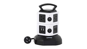 Lenoxx Rotating Tower Surge Protection Powerboard (6 Outlet, 2x USB-A, 2x USB-C)