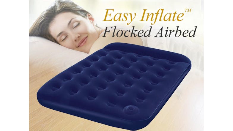 Bestway Easy Inflate Air Mattress with Foot Pump, Pillow - Queen