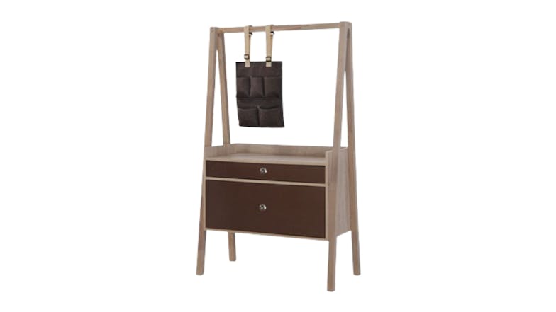TSB Living Brandon Tall Storage Drawer with Hanging Pouches - Ash/Brown