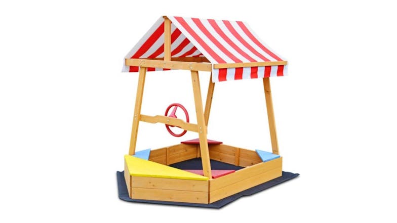 TSB Living Wooden Sandpit with Canopy - Boat Theme