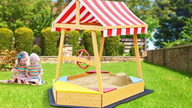 TSB Living Wooden Sandpit with Canopy - Boat Theme