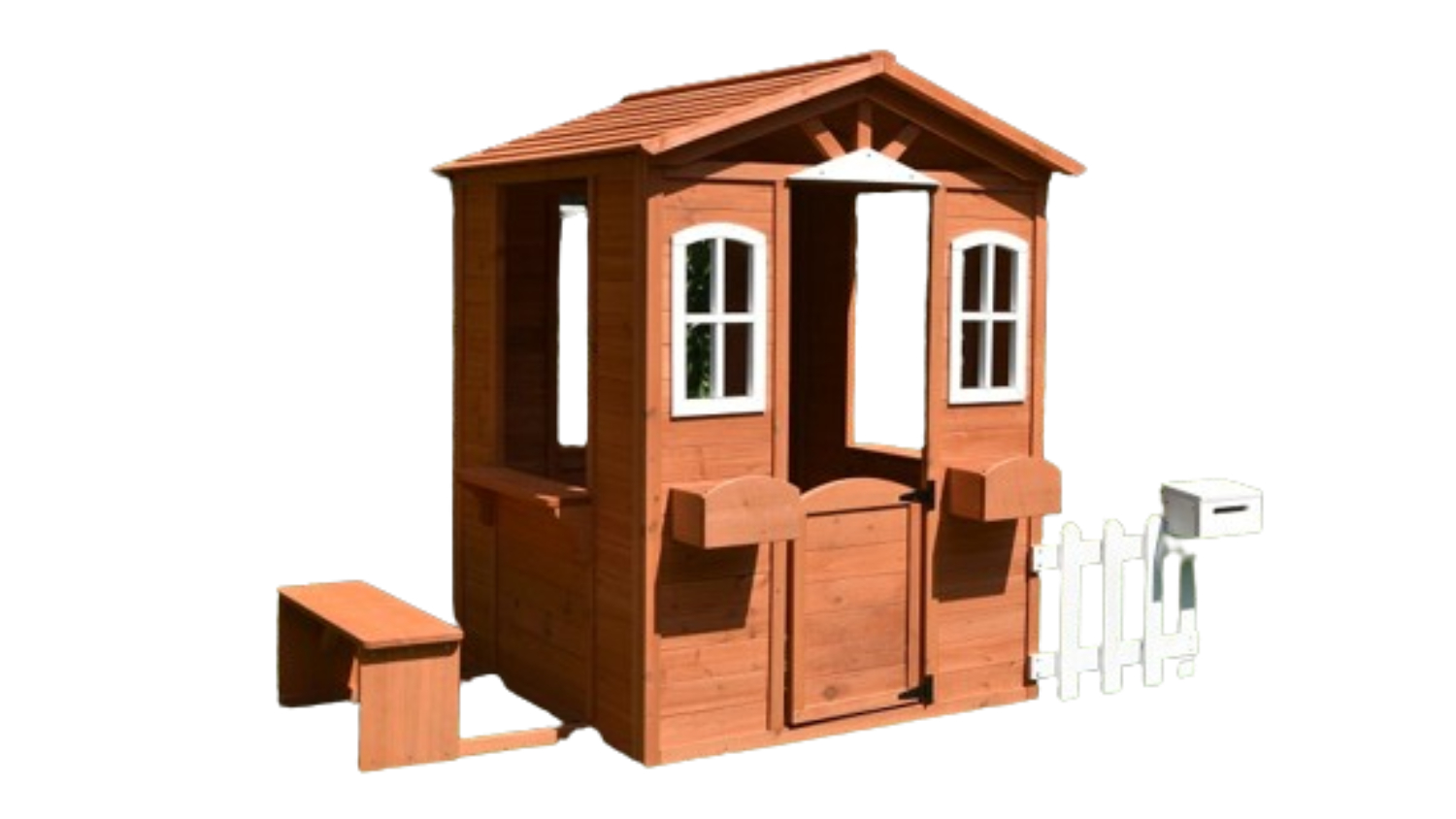 TSB Living Children's Open Plan Playhouse with Stable Door - Red Wood