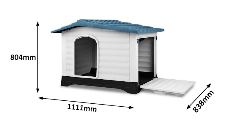 TSB Living Plastic Dog Kennel with Side Door - White/Blue