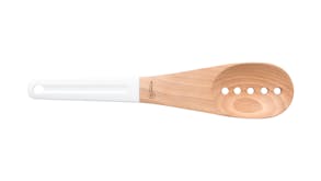 Gourmet Kitchen Wooden Slotted Spoon with Silicone Handle - Beech