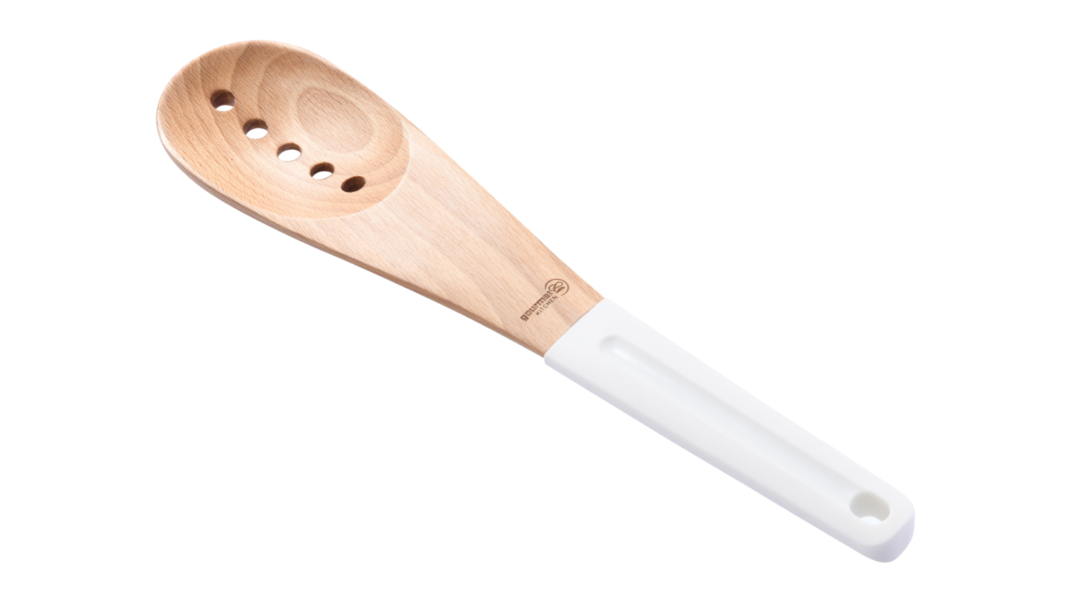 Gourmet Kitchen Wooden Slotted Spoon with Silicone Handle - Beech