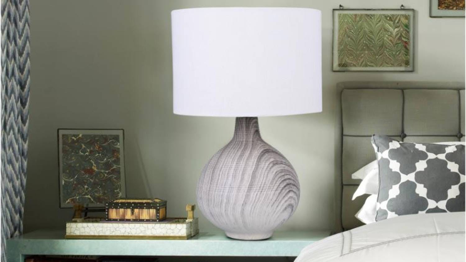 Sherwood Textured Concrete Table Lamp - Grey/White